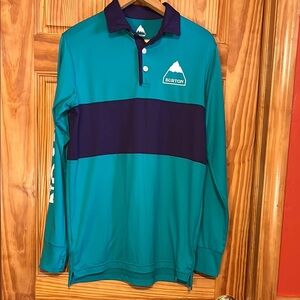 Burton Men's Teal Long Sleeve Shirt with Purple Stripe